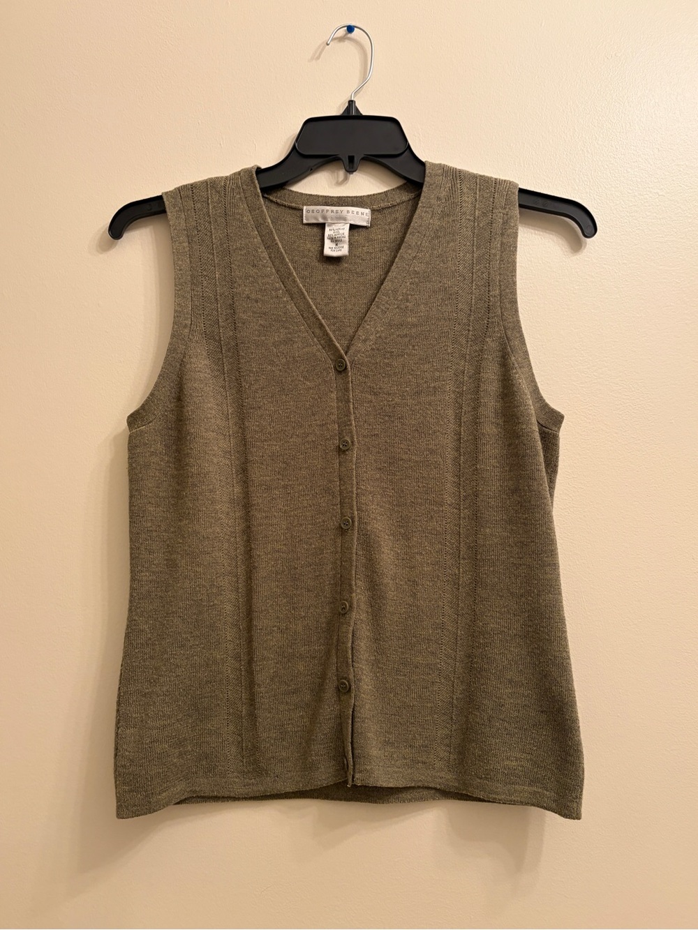 Vintage Geoffrey Beene Olive V-Neck Knit Vest